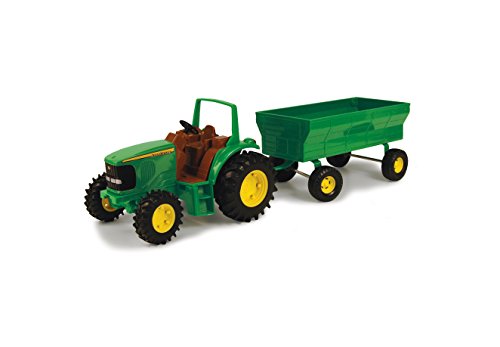 TOMY John Deere Kids Tractor Toy With Flarebox Wagon Set 8 Inches - Hands-On Tractor Play Collection