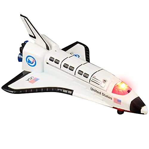 Light Up Space Shuttle Toy 1PC Battery Operated Spaceship Toy With LEDs Sounds And Pullback Motion Outer Space Party Decoration Great Space Gifts For Boys And Girls 6 Inches - Space-Themed Activity Set
