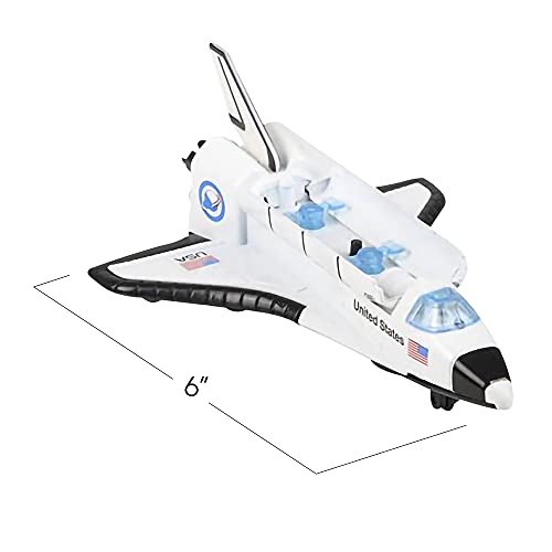 Light Up Space Shuttle Toy 1PC Battery Operated Spaceship Toy With LEDs Sounds And Pullback Motion Outer Space Party Decoration Great Space Gifts For Boys And Girls 6 Inches - Space-Themed Activity Set