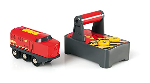 RIO World 33213 – RC Train – 2 Piece Wooden Toy Train Set For Kids Age 3 And Up - Interactive Railway Play Set