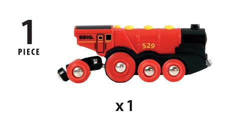 RIO World 33592 Mighty Red Action Locomotive Battery Operated Toy Train With Light And Sound Effects For Kids Age 3 And Up - Interactive Railway Play Set