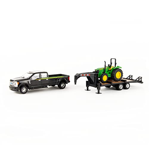 ERTL 1:32 Scale Ford F350 Pickup And Tractor Set — Includes John Deere Tractor Ford F350 Pickup And Gooseneck Trailer — 17.25 X 3.2 X 4.5 Inches — Ages 3 Years And Up - Hands-On Tractor Play Collection
