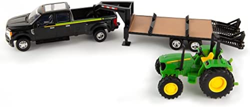 ERTL 1:32 Scale Ford F350 Pickup And Tractor Set — Includes John Deere Tractor Ford F350 Pickup And Gooseneck Trailer — 17.25 X 3.2 X 4.5 Inches — Ages 3 Years And Up - Hands-On Tractor Play Collection