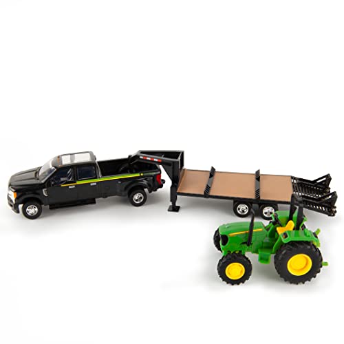 ERTL 1:32 Scale Ford F350 Pickup And Tractor Set — Includes John Deere Tractor Ford F350 Pickup And Gooseneck Trailer — 17.25 X 3.2 X 4.5 Inches — Ages 3 Years And Up - Hands-On Tractor Play Collection