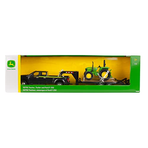 ERTL 1:32 Scale Ford F350 Pickup And Tractor Set — Includes John Deere Tractor Ford F350 Pickup And Gooseneck Trailer — 17.25 X 3.2 X 4.5 Inches — Ages 3 Years And Up - Hands-On Tractor Play Collection