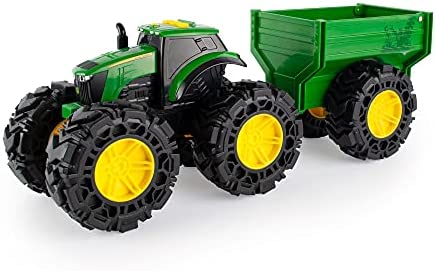 Toddler Toys Lights And Sounds Monster Treads Tractor Toy With Wagon 8 Inch Green Ages 3+ Red - Hands-On Tractor Play Collection