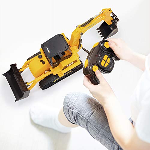 8 Channel Full Functional RC Excavator Backhoe Loader Battery Powered Electric RC Remote Control Construction Tractor With Lights & Sound TR-119 - Hands-On Tractor Play Collection