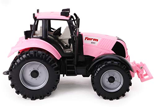 Friction Powered Farm Tractor With Opening Bonnet (Pink) - Hands-On Tractor Play Collection