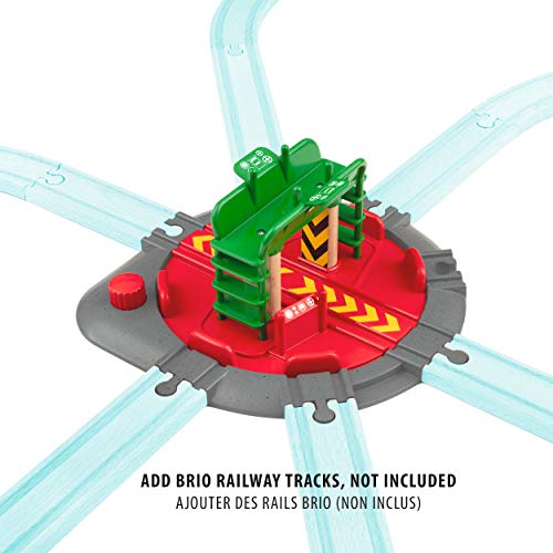 Promo World 33476 – Turntable & Figure – 2 Piece Wooden Toy Train Accessory For Kids Ages 3 And Up - Interactive Railway Play Set