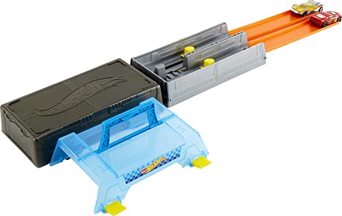 Discount Race Case Track Set With 2 Hot Wheels Cars Dual Launcher For Side-By-Side Racing Storage Container Toy For Kids 4 Years Old & Up - Creative Track-Building Edition
