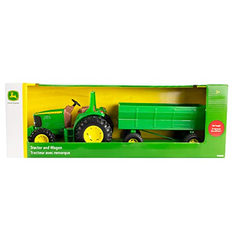 TOMY John Deere Kids Tractor Toy With Flarebox Wagon Set 8 Inches - Hands-On Tractor Play Collection
