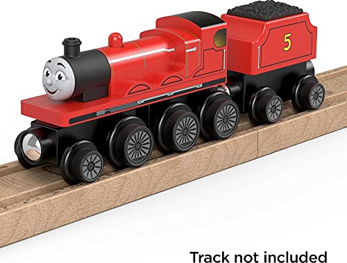 Cheap Wooden Railway James Engine And Coal Car Push-Along Train Made From Sustainably Sourced Wood For Kids 2 Years And Up - Interactive Railway Play Set