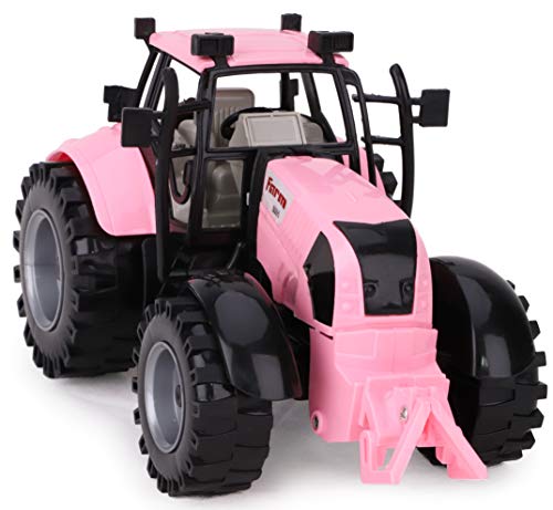 Friction Powered Farm Tractor With Opening Bonnet (Pink) - Hands-On Tractor Play Collection