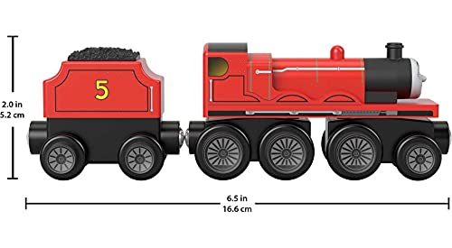 Cheap Wooden Railway James Engine And Coal Car Push-Along Train Made From Sustainably Sourced Wood For Kids 2 Years And Up - Interactive Railway Play Set