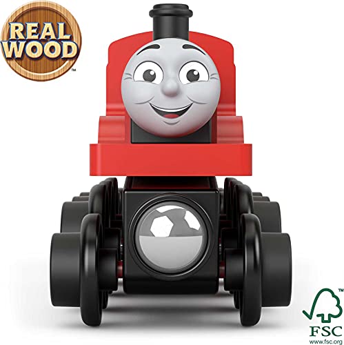 Cheap Wooden Railway James Engine And Coal Car Push-Along Train Made From Sustainably Sourced Wood For Kids 2 Years And Up - Interactive Railway Play Set