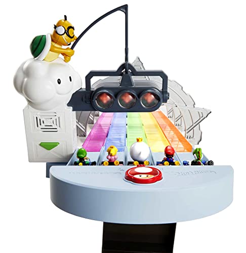 Mario Kart Rainbow Road Raceway 8-Foot Track Set With Lights & Sounds & 2 1:64 Scale Vehicles Race With 5-Track Colorful Course With 2 Configurations Toy Gift For Kid - Creative Track-Building Edition
