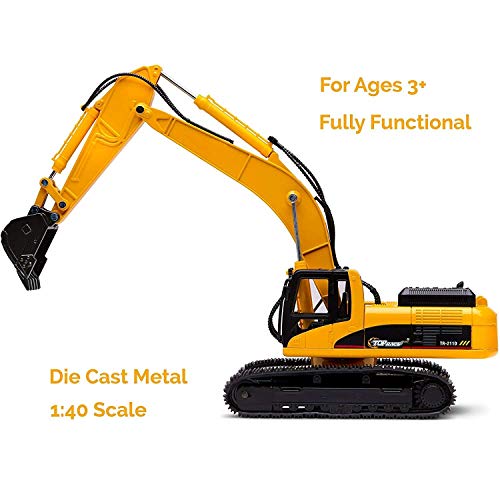 Excavator Toy Trucks Construction Toys Excavator Toys For Boys Diecast Metal Truck Toy Kids Tractor Toys 1:40 Scale Great Toddler Toys For 8 Year Old Boys And U - Hands-On Tractor Play Collection