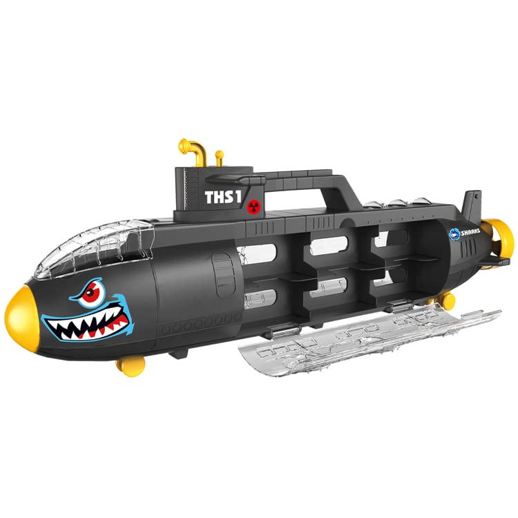 Submarine Toy Shark Car Vehicle Toy W/ 6 Sea Animals And Storage Toys For 3 4 5 6 7 Year Old Ki - Naval-Themed Activity Set