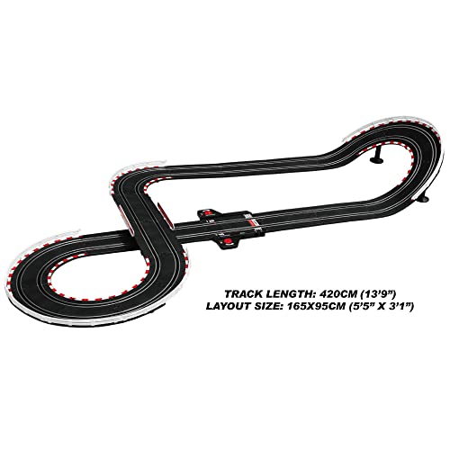 Super 251 USB Power Slot Car Racing Set LED Headlights Strong Magnetic Base Mechanical Lap Counter & Powerbase Integrated As Combo Track For Ages 8 And Up - Creative Track-Building Edition