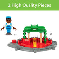 Promo World 33476 – Turntable & Figure – 2 Piece Wooden Toy Train Accessory For Kids Ages 3 And Up - Interactive Railway Play Set