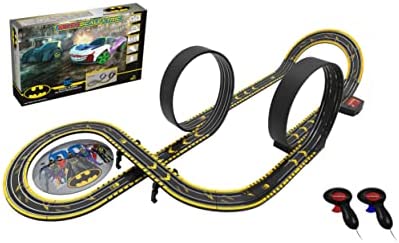 Micro Scalextric Justice League Batman Vs Joker Battery Powered 1:64 Slot Car Race Track Set G1155T Black - Creative Track-Building Edition
