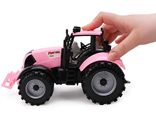 Friction Powered Farm Tractor With Opening Bonnet (Pink) - Hands-On Tractor Play Collection