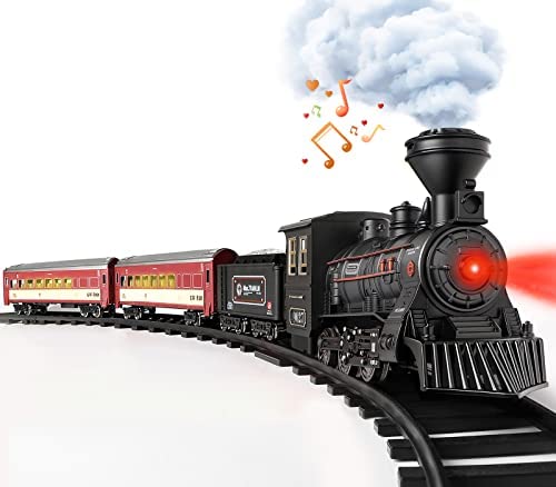 Cheap Train Set – Train Toy For Boys Girls W/ Smokes Lights & Sound Railway Kits W/ Steam Locomotive Engine Cargo Cars & Tracks Christmas Gifts For 3 4 5 6 7 8+ Year Old Kids Red - Interactive Railway Play Set