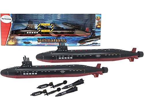Promo 16.5 Inch Toy Navy Black Submarine With Sound Effects And Torpedo (2 Pack) - Naval-Themed Activity Set