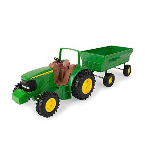 TOMY John Deere Kids Tractor Toy With Flarebox Wagon Set 8 Inches - Hands-On Tractor Play Collection