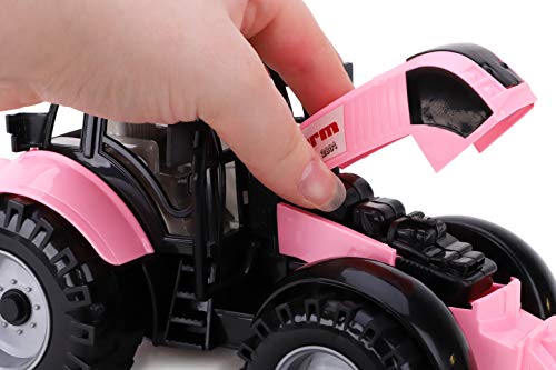 Friction Powered Farm Tractor With Opening Bonnet (Pink) - Hands-On Tractor Play Collection