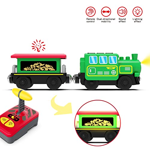 Budget Wooden Train Accessories Battery Operated Locomotive Train Remote Control Train For Track Set Powerful Engine Train Vehicles Fit All Major Brands Track Railway System (Battery Not Included) - Interactive Railway Play Set
