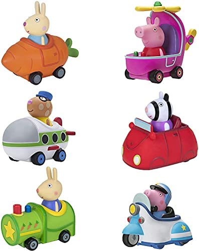 Mini Buggies 6 Pack Set – Peppa George Pig Zoe Zebra & Richard Rabbit In Fun Vehicles & Cars – Toy Gift For Kids – Ages 2+ - Interactive Railway Play Set