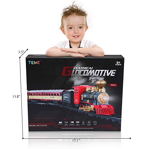 Cheap Train Sets With Steam Locomotive Engine Cargo Car And Tracks Battery Powered Play Set Toy W/ Smoke Light & Sounds For Kids Boys & Girls 3 4 5 6 7 Years Old - Interactive Railway Play Set