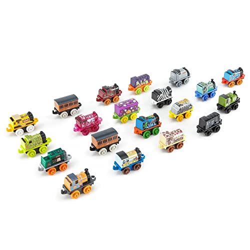 Budget MINIS Toy Train Pack Set Of 20 Miniature Push-Along Engines And Railway Vehicles For Preschool Pretend Play - Interactive Railway Play Set