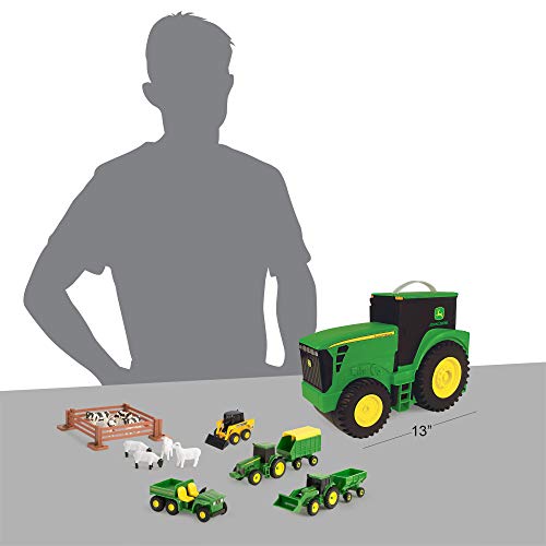 New TOMY John Deere Durable Vehicle Toy Set For Kids With Tractor Shaped Portable Carry Cas - Hands-On Tractor Play Collection