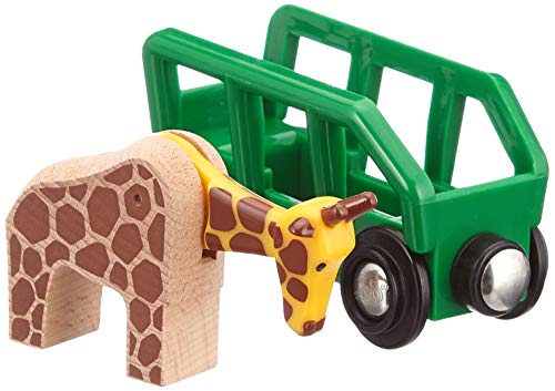 RIO World – 33724 Giraffe And Wagon 2 Piece Toy Train Accessory For Kids Ages 3 And Up Green - Interactive Railway Play Set