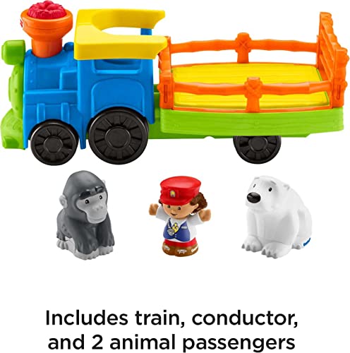 Little People Zoo Train Toy With Music And Sounds For Toddlers 1 Conductor And 2 Animal Toy Figures Choo-Choo Zoo Train - Interactive Railway Play Set