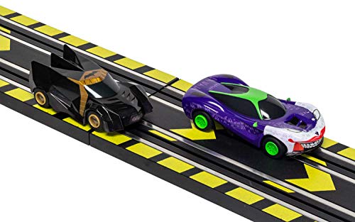 Micro Scalextric Justice League Batman Vs Joker Battery Powered 1:64 Slot Car Race Track Set G1155T Black - Creative Track-Building Edition