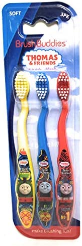 Thomas The Train & Friends Soft Toothbrushes 3 Pack Brush Buddies (Blue Yellow Red) - Interactive Railway Play Set