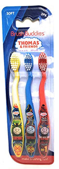 Thomas The Train & Friends Soft Toothbrushes 3 Pack Brush Buddies (Blue Yellow Red) - Interactive Railway Play Set