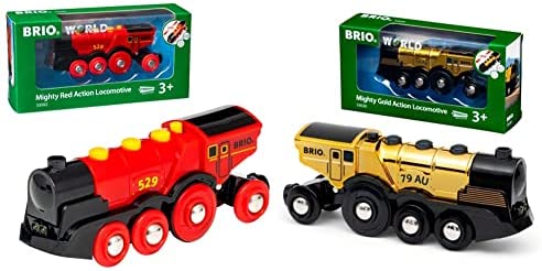 RIO World 33592 Mighty Red Action Locomotive Battery Operated Toy Train With Light And Sound Effects For Kids Age 3 And Up - Interactive Railway Play Set