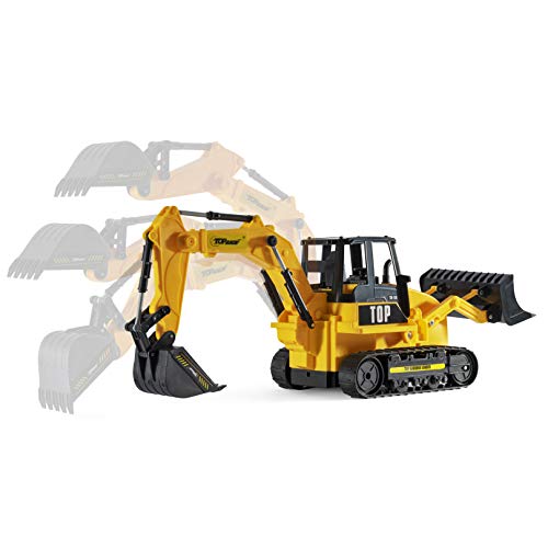 8 Channel Full Functional RC Excavator Backhoe Loader Battery Powered Electric RC Remote Control Construction Tractor With Lights & Sound TR-119 - Hands-On Tractor Play Collection