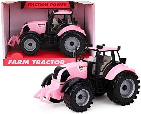 Friction Powered Farm Tractor With Opening Bonnet (Pink) - Hands-On Tractor Play Collection
