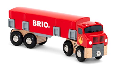 World 33657 – Lumber Truck – 6 Piece Wooden Toy Train For Kids Ages 3 And Up Grey - Interactive Railway Play Set