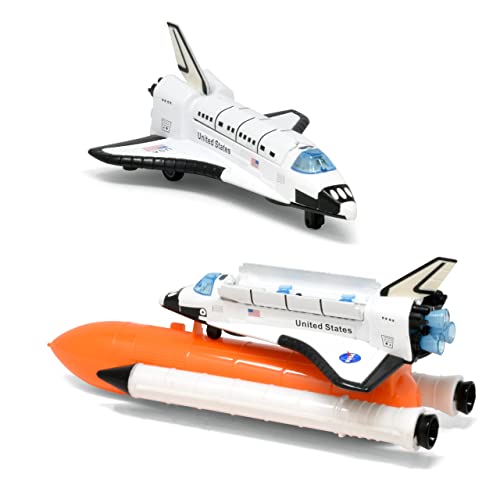 ASA Space Shuttle Toy For Kids Pretend Play 2 Piece Set Rocket Ship With Lights And Sound Diecast Spaceship For Boys Girls Toddlers - Space-Themed Activity Set