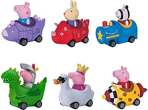 Mini Buggies 6 Pack Set – Peppa George Pig Zoe Zebra & Richard Rabbit In Fun Vehicles & Cars – Toy Gift For Kids – Ages 2+ - Interactive Railway Play Set