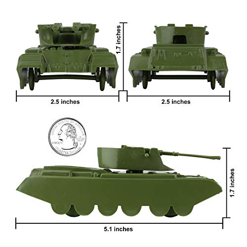 Promo Lassic Payton Anti-Aircraft Tanks – 4pc Tan Green Plastic Army Men Vehicle - Interactive Railway Play Set