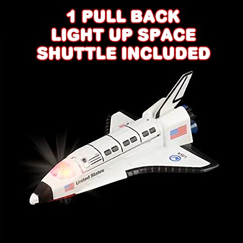Light Up Space Shuttle Toy 1PC Battery Operated Spaceship Toy With LEDs Sounds And Pullback Motion Outer Space Party Decoration Great Space Gifts For Boys And Girls 6 Inches - Space-Themed Activity Set