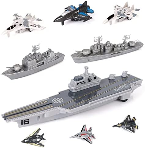 Aircraft Carrier Military Naval Ship Toy Play Set With Small Scale Model Planes Fighter Jets Battleship And Supply Ship For Kids Boy Girl Age 5+ Party Favors Gifts Naval Ship-02 - Naval-Themed Activity Set