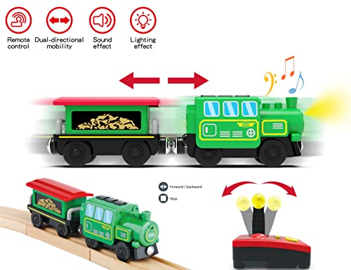 Budget Wooden Train Accessories Battery Operated Locomotive Train Remote Control Train For Track Set Powerful Engine Train Vehicles Fit All Major Brands Track Railway System (Battery Not Included) - Interactive Railway Play Set